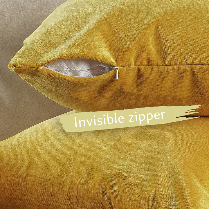 Matte Velvet Cushion Covers Set of 2 - Yellow Curtain Colors Matching