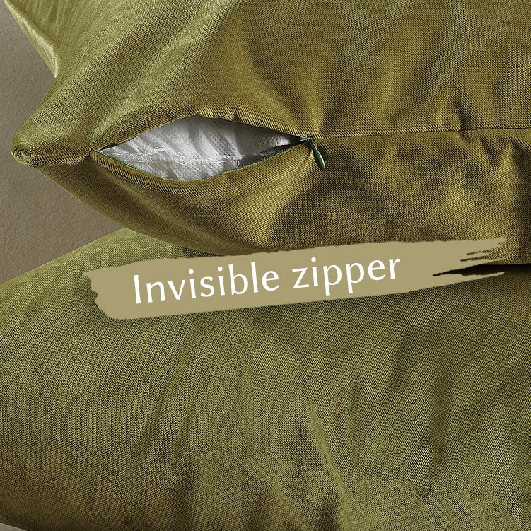 Matte Velvet Cushion Covers Set of 2 - Olive Curtain Colors Matching