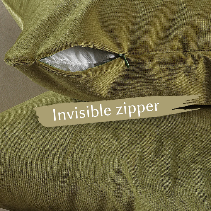 Matte Velvet Cushion Covers Set of 2 - Olive Curtain Colors Matching