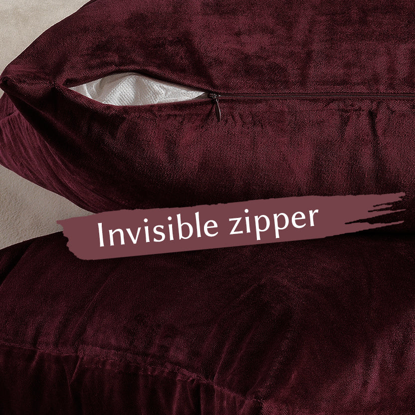 Matte Velvet Cushion Covers Set of 2 - Burgundy Curtain Colors Matching