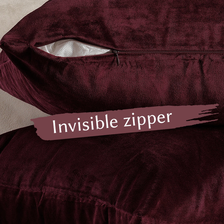 Matte Velvet Cushion Covers Set of 2 - Burgundy Curtain Colors Matching