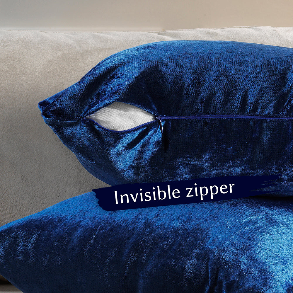 Soft Shiny Velvet Cushion Covers Set of 2 - Navy Blue Curtain Colors Matching