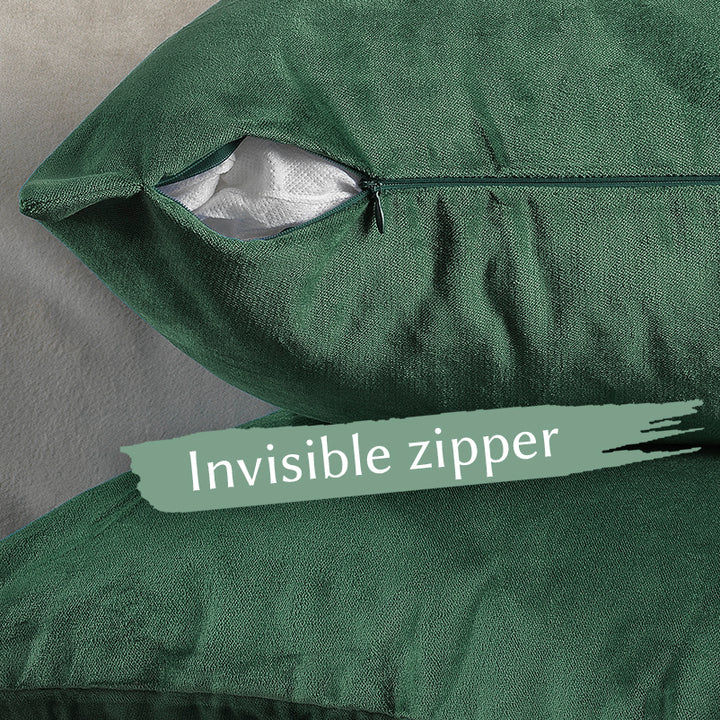 Matte Velvet Cushion Covers Set of 2 - Bottle Green Curtain Colors Matching