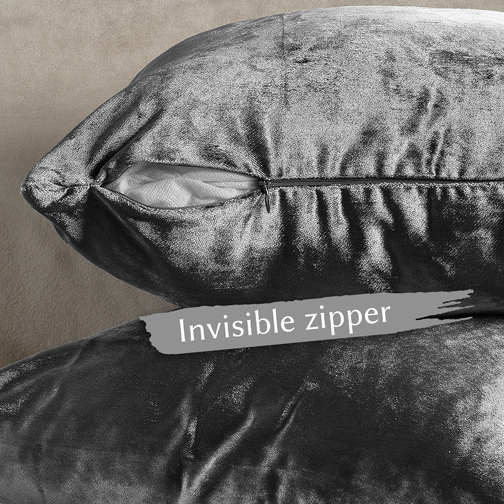 Soft Shiny Velvet Cushion Covers Set of 2 - Grey Curtain Colors Matching