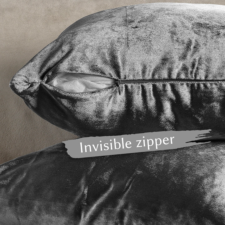 Soft Shiny Velvet Cushion Covers Set of 2 - Grey Curtain Colors Matching