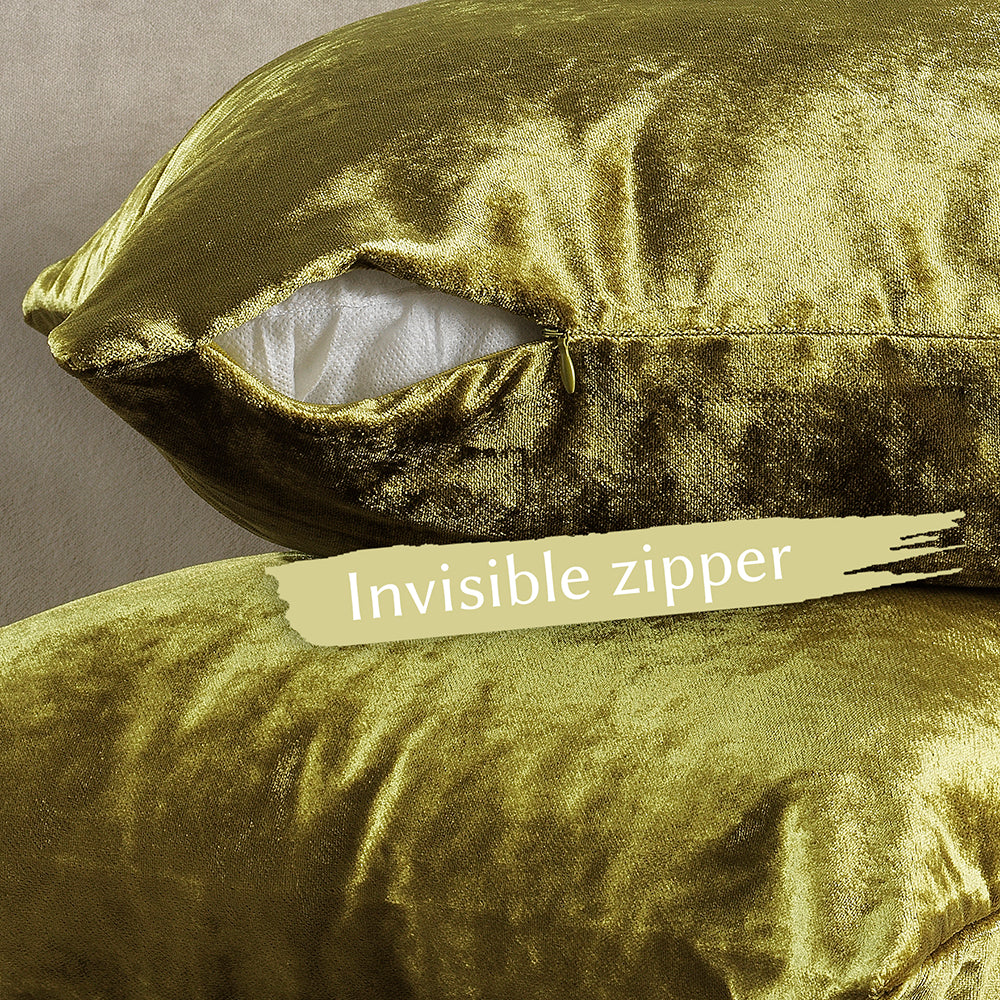 Soft Shiny Velvet Cushion Covers Set of 2 - Lime Curtain Colors Matching