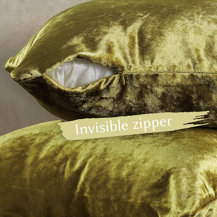 Soft Shiny Velvet Cushion Covers Set of 2 - Lime Curtain Colors Matching