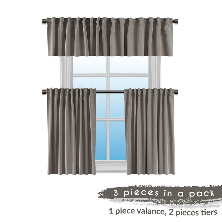 Solid Faux Velvet Look Kitchen Valance Set of 3 - 22 Different Colors, Multiple Sizes