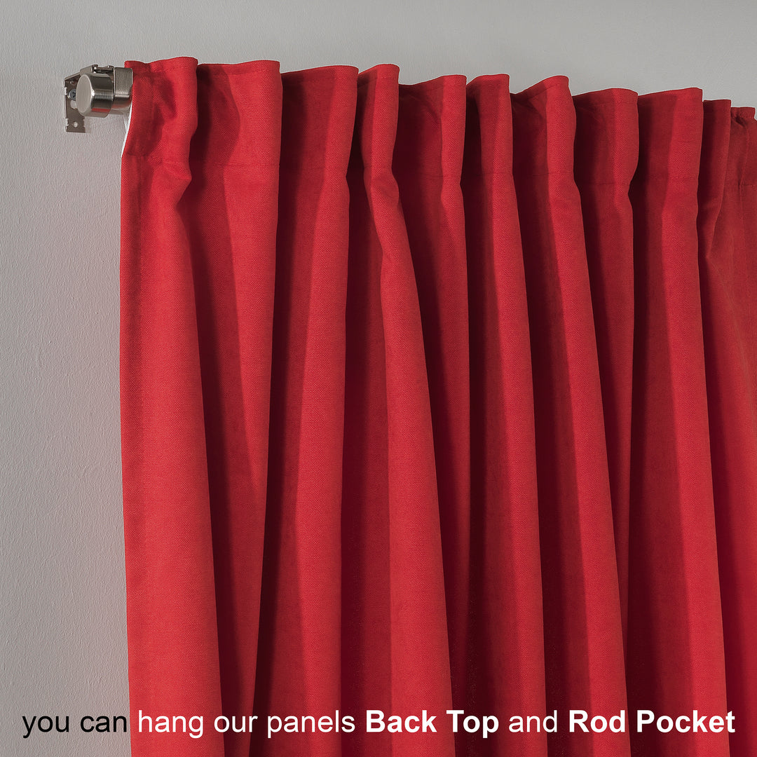 Solid Faux Velvet Look Curtain 1 Panel - 22 Different Colors, Multiple Sizes