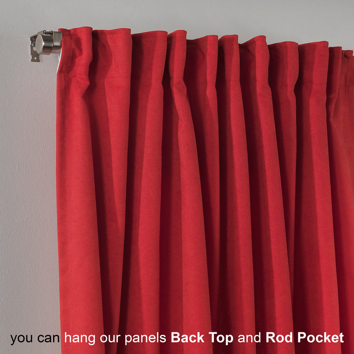 Solid Faux Velvet Look Curtain 1 Panel - 22 Different Colors, Multiple Sizes