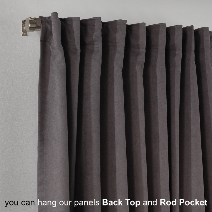 Solid Faux Velvet Look Curtain 1 Panel - 22 Different Colors, Multiple Sizes