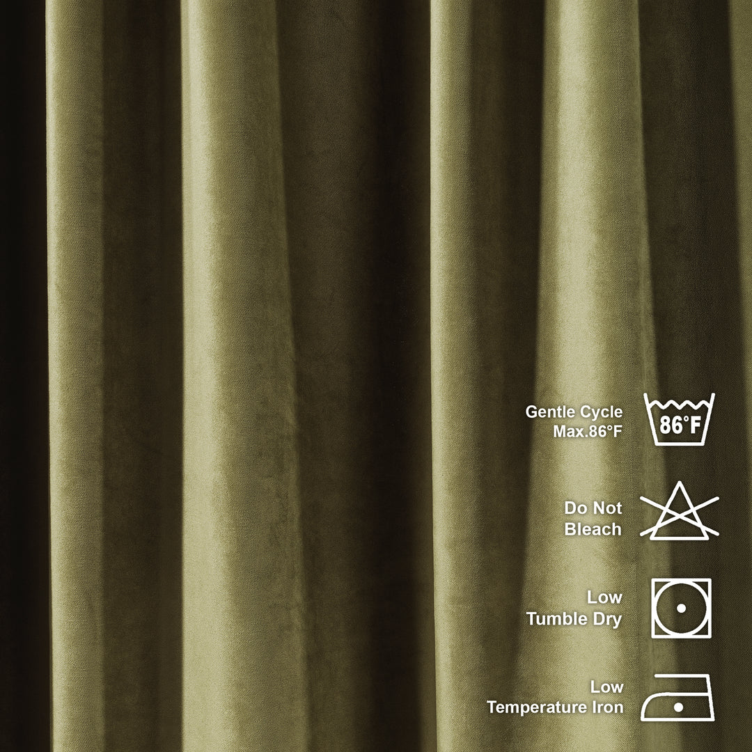 Matte Velvet Kitchen Valance Set of 3 - Olive