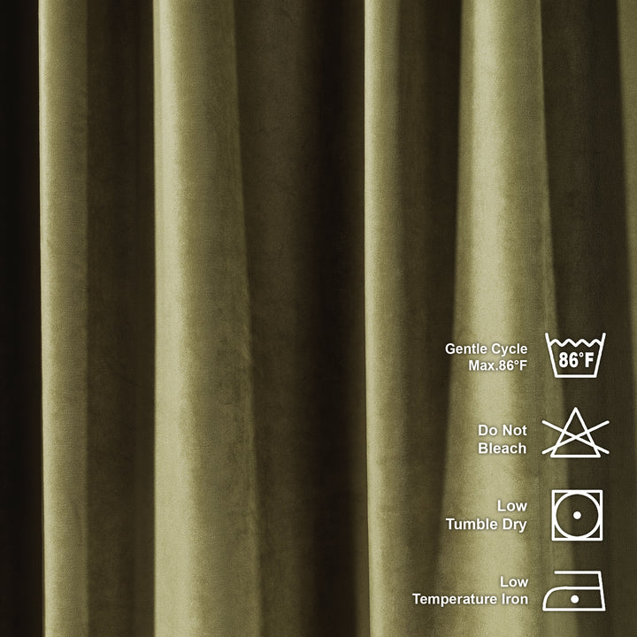 Matte Velvet Kitchen Valance Set of 3 - Olive