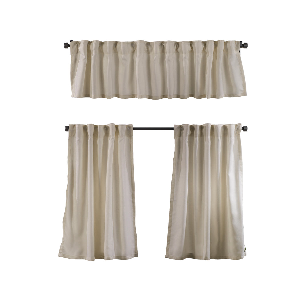 Linen Texture Kitchen Valance Set of 3 - Cream