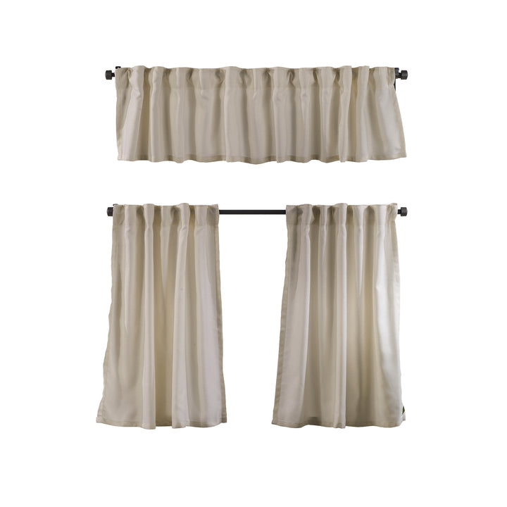 Linen Texture Kitchen Valance Set of 3 - Cream
