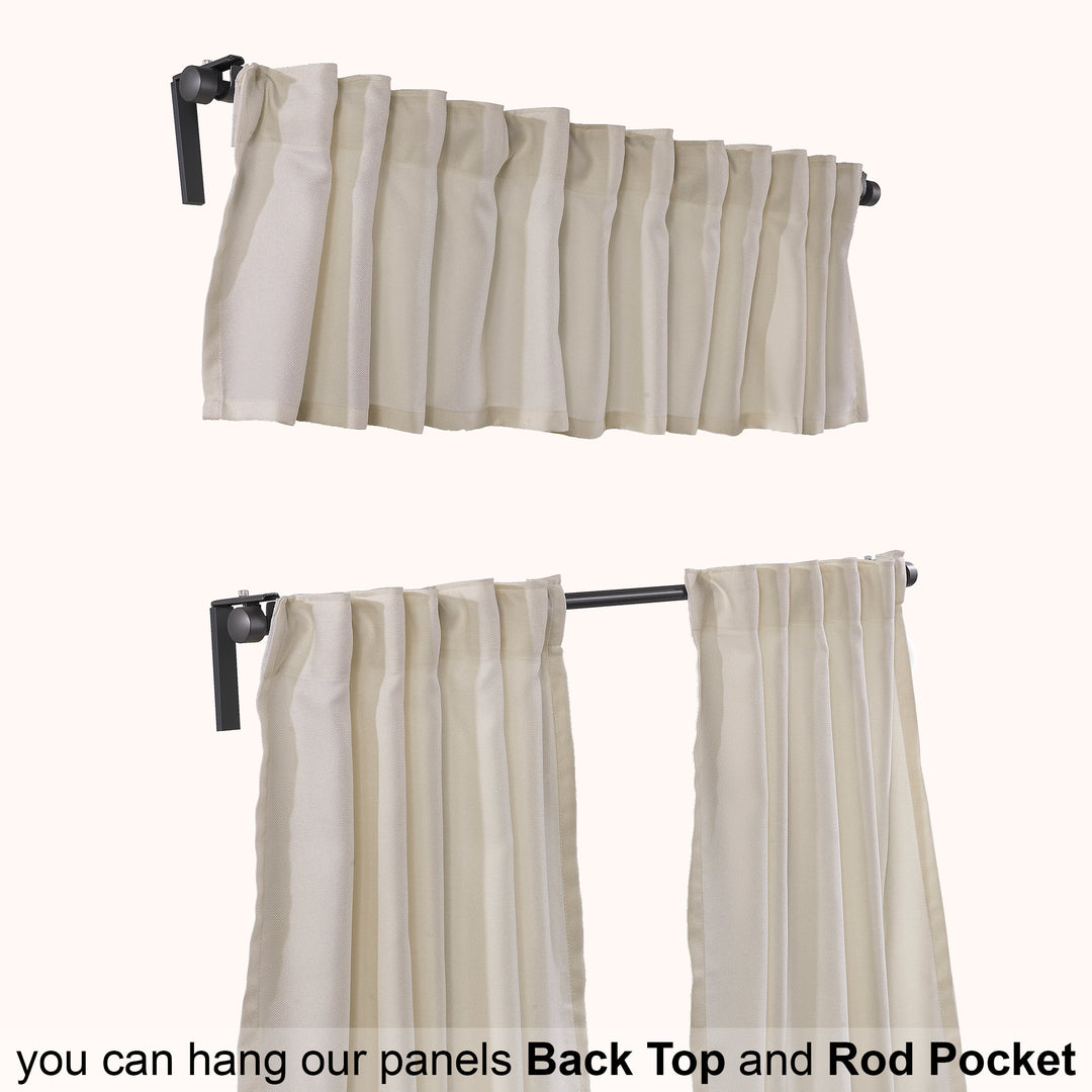 Linen Texture Kitchen Valance Set of 3 - Cream