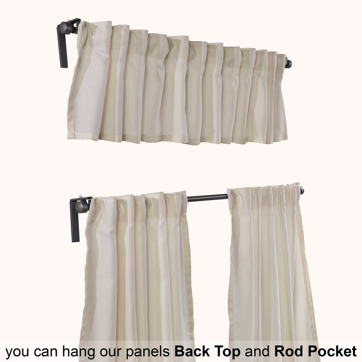 Linen Texture Kitchen Valance Set of 3 - Cream