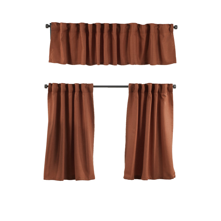 Solid Faux Linen Texture Kitchen Valance Set of 3 - Different Colors, Multiple Sizes