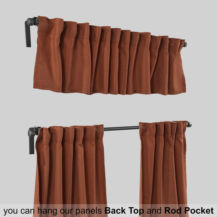 Solid Faux Linen Texture Kitchen Valance Set of 3 - Different Colors, Multiple Sizes