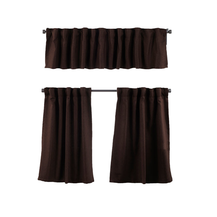 Solid Faux Linen Texture Kitchen Valance Set of 3 - Different Colors, Multiple Sizes
