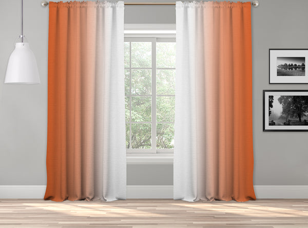 OMBRE Window Darkening Dip Dye Curtain Set of 2 Panels Hanging Rod Pocket & Back Tap Décor Vertical Shades Symmetrical Curtain (ORANGE-WHITE)