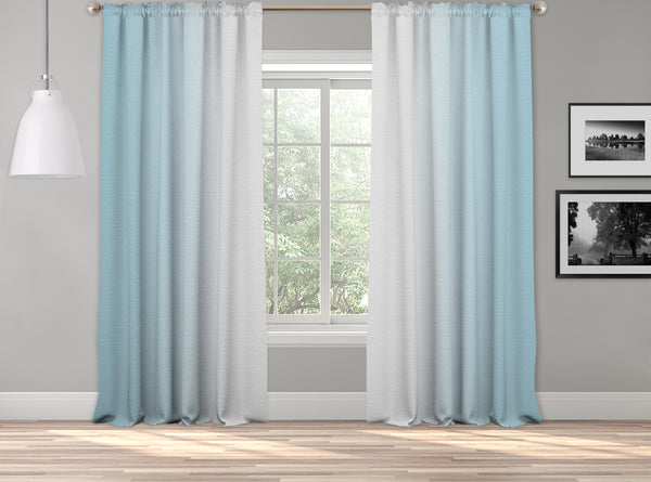 OMBRE Window Darkening Dip Dye Curtain Set of 2 Panels Hanging Rod Pocket & Back Tap Décor Vertical Shades Symmetrical Curtain (BABY BLUE)