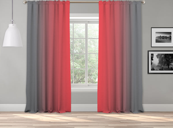 OMBRE Window Darkening Dip Dye Curtain Set of 2 Panels Hanging Rod Pocket & Back Tap Décor Vertical Shades Symmetrical Curtain (PINK-GREY)