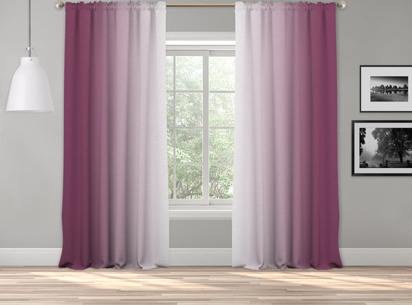 OMBRE Window Darkening Dip Dye Curtain Set of 2 Panels Hanging Rod Pocket & Back Tap Décor Vertical Shades Symmetrical Curtain (ROSE PİNK-WHİTE)
