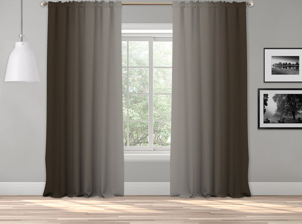 OMBRE Window Darkening Dip Dye Curtain Set of 2 Panels Hanging Rod Pocket & Back Tap Décor Vertical Shades Symmetrical Curtain (GREY-BROWN)