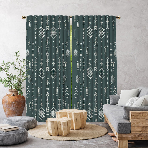 BOHO Home Decorative Curtains Design 2 Panels Velvet Look Hanging Back Tap and Rod Pocket Luxury Window Treatments Home Decoration 32(Pine Duck Green)