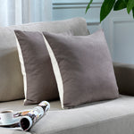 Solid Mix & Match Cushion Cover with 2 Color Combination Pillowcase with Invisible Zipper Set of 2 Pieces for Home Décor Pillowcase - Cream-Stone
