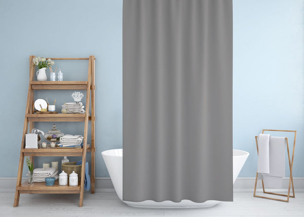 Solid Grey Shower Curtain Single Panel for Bathroom, Unique and Stylish Heavy Duty Waterproof with 12 Grommets and Hooks, 72 X 72 Inches
