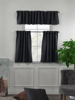 Solid Linen Look Curtains Drapes  Kitchen Valance Set of 3 Hanging Rod Pocket Décor Luxury kitchen Window Treatments (Anthracite-50"x14"Valance)
