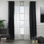 Mix and Match 4 Panels Curtains 2 solid Decorative Linen Look 2 Sheer Linen look Curtains Hanging Rod Pocket Luxury Home Deco - Anthracite-Ecru