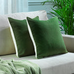 Solid Mix & Match Cushion Cover with 2 Color Combination Pillowcase with Invisible Zipper Set of 2 Pieces for Home Décor Pillowcase - Cream-Forest Green
