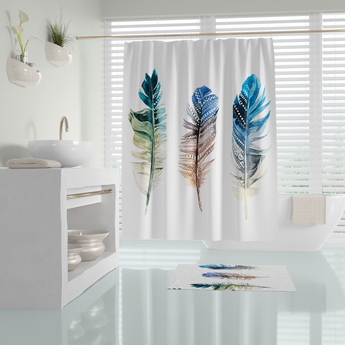 Plumes Shower Curtain Single Panel for Bathroom, Unique and Stylish He –  BesHomeDesign