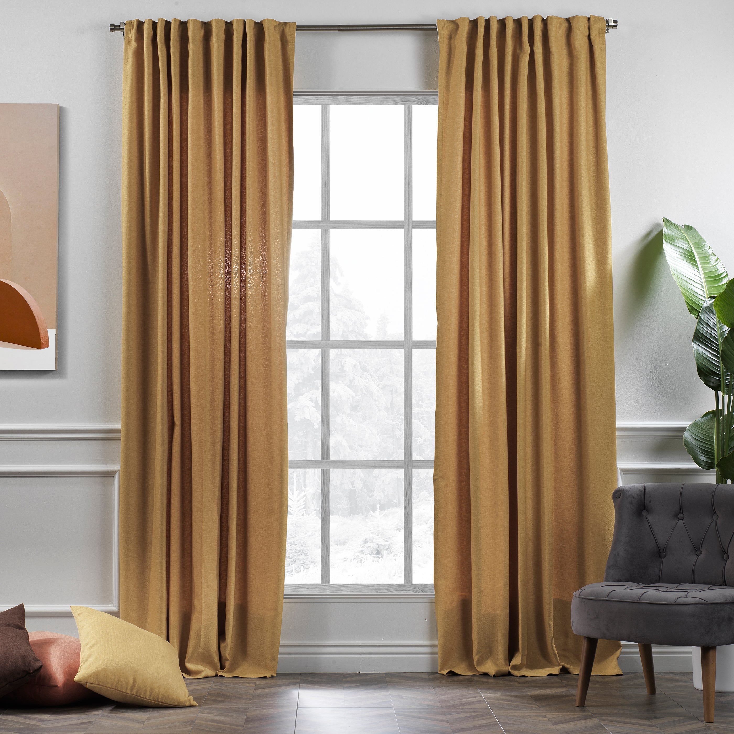 Solid Linen Look Curtains Ds Home