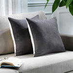 Solid Mix & Match Cushion Cover with 2 Color Combination Pillowcase with Invisible Zipper Set of 2 Pieces for Home Décor Pillowcase - Cream-Grey