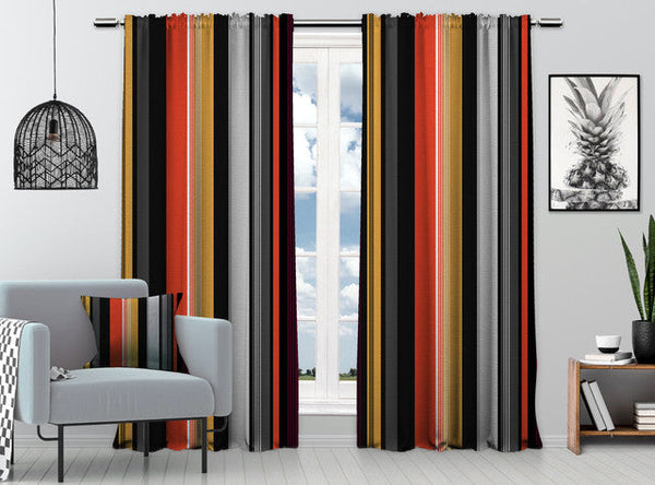 Multicolor Mexican Serape Stripes 3D Vertical Lines Latino Illustration Digital Printed Curtain Hanging Rod Pocket and Back Tap Decorative Fabric-0018
