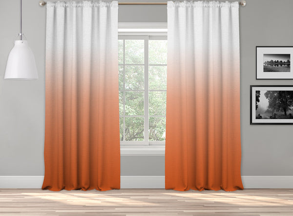 OMBRE Gradient Window Curtains Dip Dye set of 2 Panels Hanging Rod Pocket Luxury for Bedroom Multicolor Horizontal Shades Tone Curtain (Orange-White)