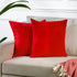 Solid Color Cushion Cover Velvet Look Pillow Case with Invisible Zipper Set of 2 Pieces for Chair Couch & Livingroom Décor Pillowcase - Red