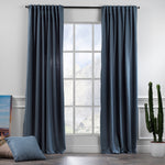 Solid Linen Look Curtains Drapes Home Decorative Set of 2 Panels Linen Window Curtains Hanging Back Tap & Rod Pocket Bedroom Office - Sky Blue