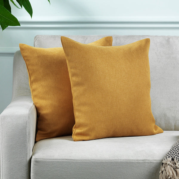 Solid Cushion Cover Super Soft and Cozy Home Décor Throw Pillow Case for Livingroom Décor Pillowcase with Invisible Zipper Set of 2 Pieces - M-Yellow