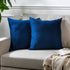 Solid Color Cushion Cover Velvet Look Pillow Case with Invisible Zipper Set of 2 Pieces for Chair Couch & Livingroom Décor Pillowcase - Navy Blue