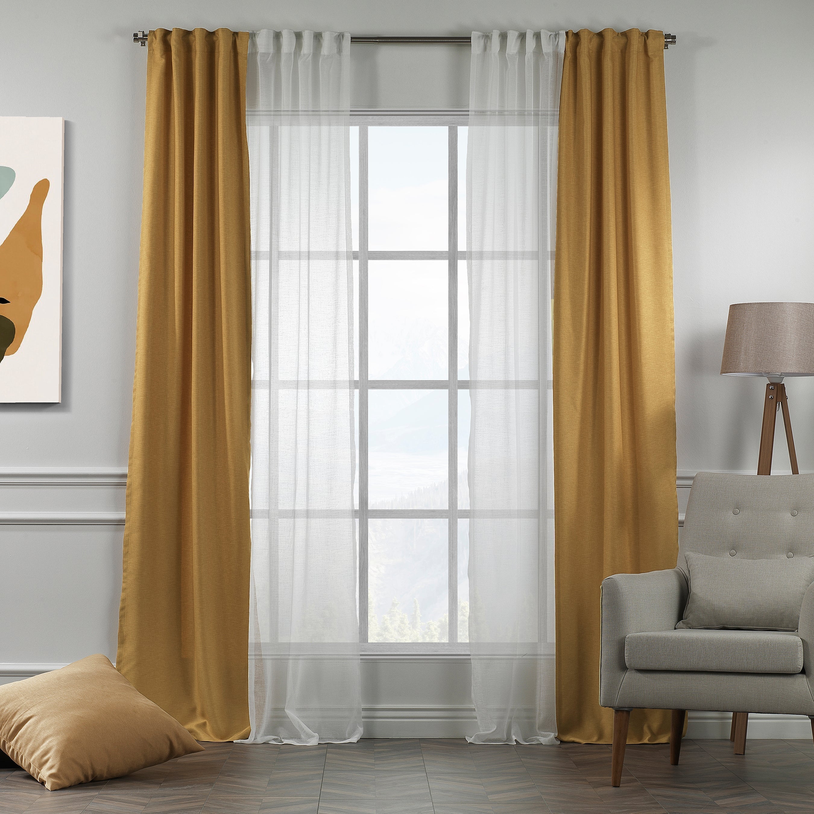 Luxury Panel Curtains Bedroom Vintage Rod Pocket Window Curtain Solid