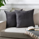 Solid Color Cushion Cover Velvet Look Pillow Case with Invisible Zipper Set of 2 Pieces for Chair Couch & Livingroom Décor Pillowcase - Grey
