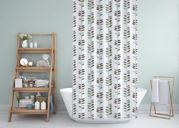 Colorful Leaves Shower Shower Curtain Single Panel for Bathroom, Unique and Stylish Heavy Duty Waterproof with 12 Grommets and Hooks, 72 X 72 Inches