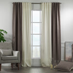 Solid Combined Mix and Match 4 Panels Curtains with 2 Color Combination Velvet Look Rod Pocket Windows Luxury Home Decoration - Cream-Stone