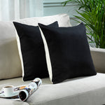Solid Mix & Match Cushion Cover with 2 Color Combination Pillowcase with Invisible Zipper Set of 2 Pieces for Home Décor Pillowcase - Cream-Black