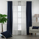 Mix and Match 4 Panels Curtains 2 solid Decorative Linen Look 2 Sheer Linen look Curtains Hanging Rod Pocket Luxury Home Deco - Navy Blue-Ecru